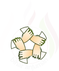 Bihar Anjuman emblem: hands joined in a circle beneath a flame